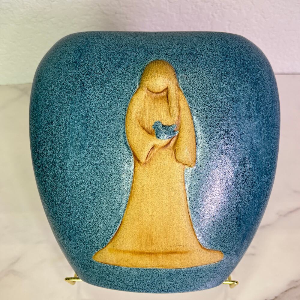 Jack Black Navajo Pottery Vase Vintage 1987 Blue Willow Girl with Dove Sedona